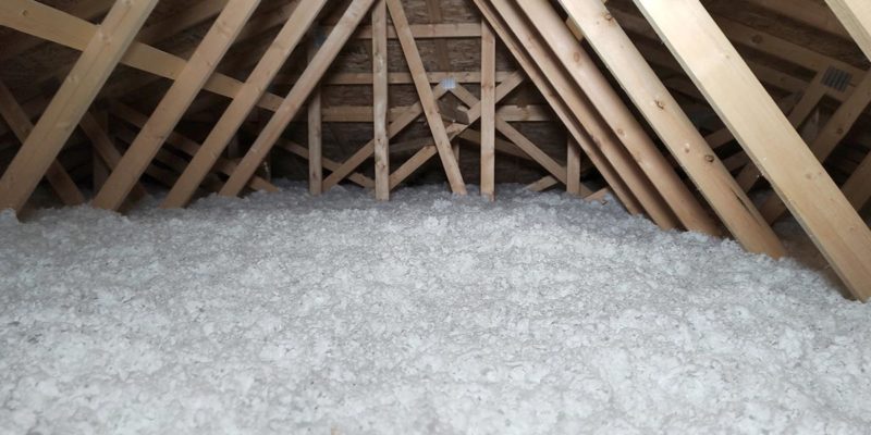 attic with blown-in insulation