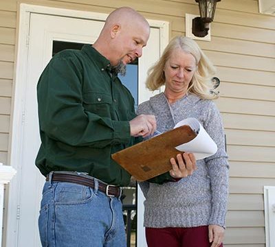 reviewing paperwork